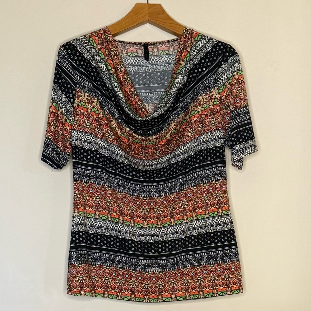 Ashley Blue XL Loose Cowl Neck Blouse